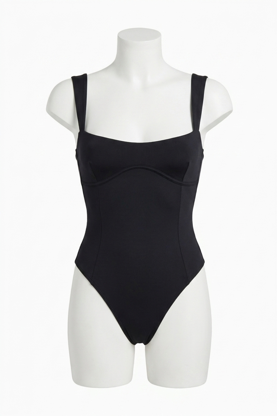 NEW GOOD AMERICAN sweetheart scuba tank bodysuit in black